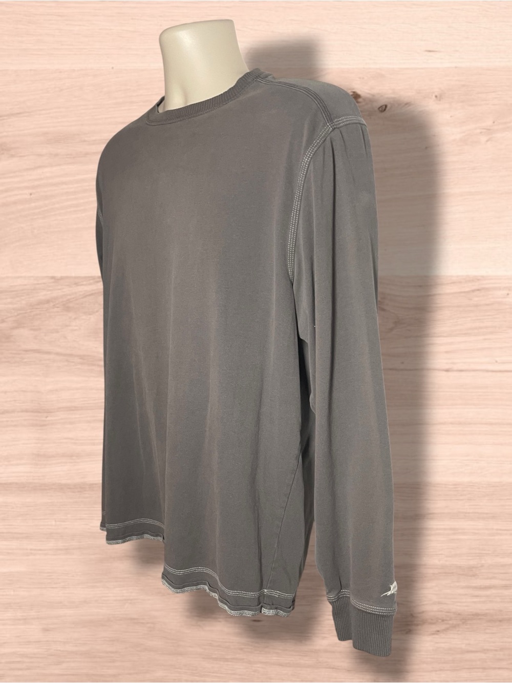 Tommy Bahama Charcoal Long Sleeve 'Loungers Cove 8' Tee Size Large No Tag - Picture 4 of 10